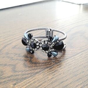 Robert Rose Gunmetal/Black/Teal Statement Cuff Embellished Glam Costume Gift